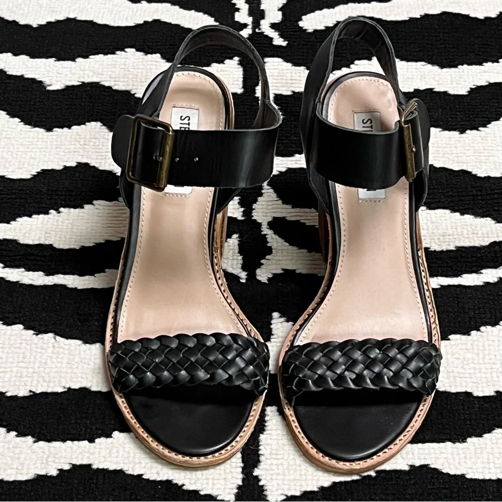 Steve Madden Cadence Black Heeled Sandals Size 7.5 - Picture 5 of 15